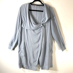 Soft Surroundings Light Blue Faux Wrap Zip Jacket